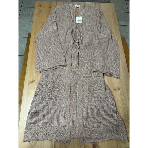 Knox Rose Knit Open Front Duster Women Large Boho Cottage Layer Beachy Cover Up - Picture 1 of 9